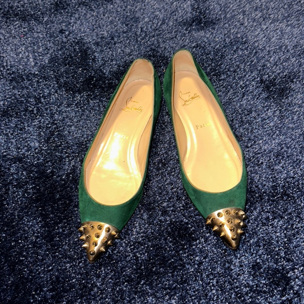 Green flats with gold spikes